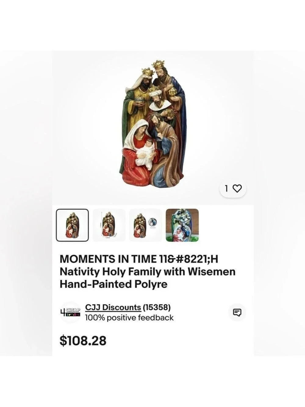 Nativity Holy Family with Wisemen Hand-Painted Polyresin Statue Christmas Decor